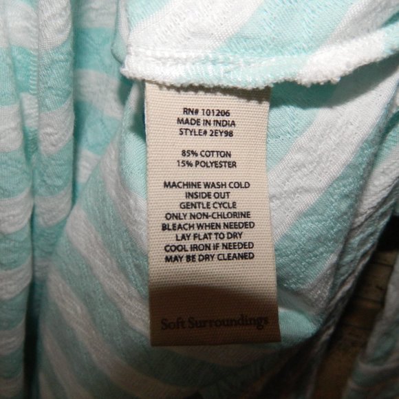Soft Surroundings Glorieta Tunic, Light Aqua Green Stripe Sz S (DD-44) - Picture 4 of 5